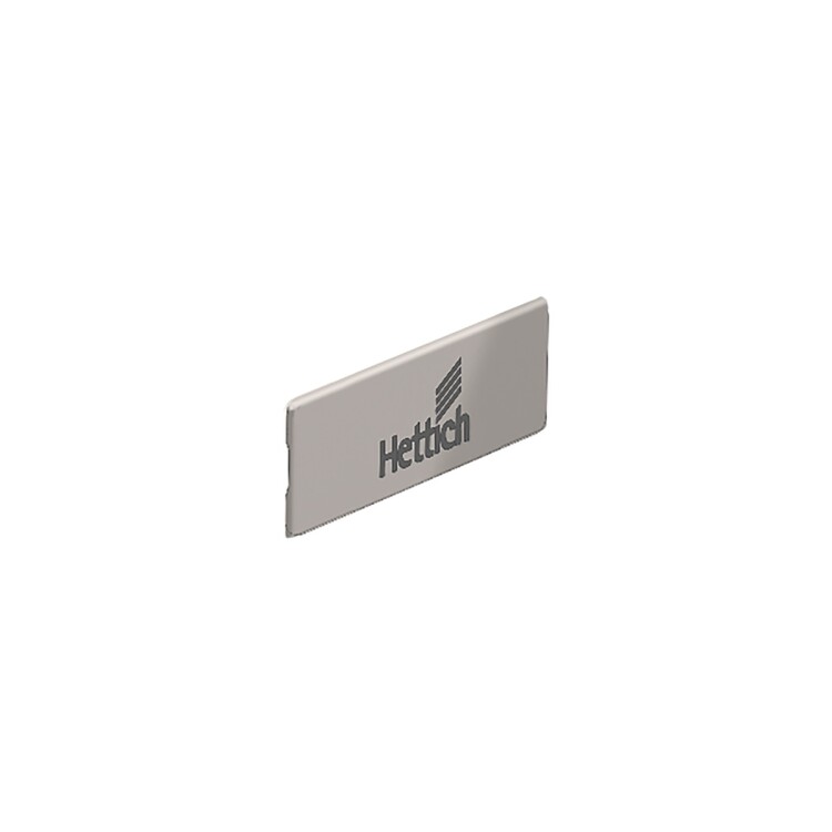 Заглушка на боковину InnoTech Atira, с логотипом Hettich, под нержавеющую сталь